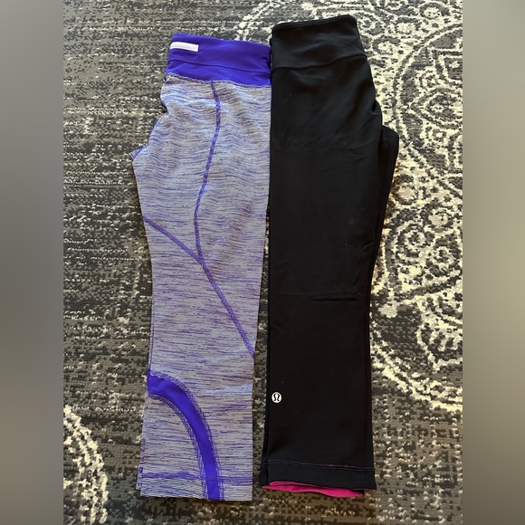 💕two pair of Lululemon capris size 8 - Picture 1 of 5